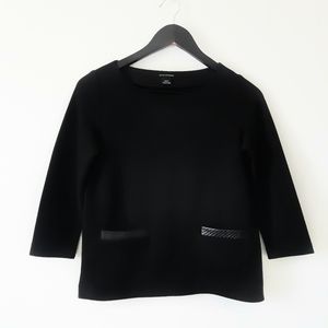 CLUB MONACO Horizontal Ribbed Chic Black Blouse